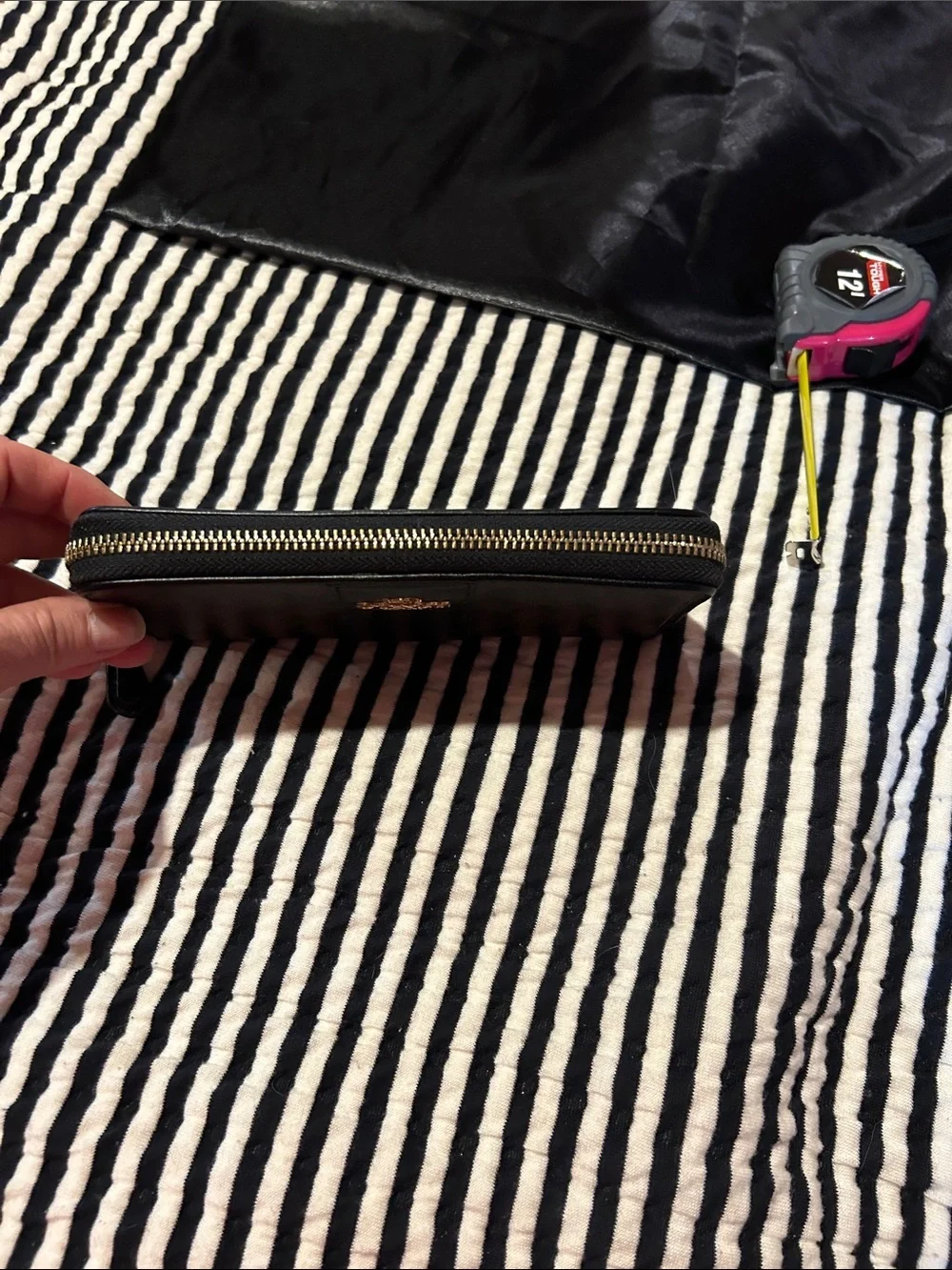 Coach Black Leather Zip Wallet with Gold Logo